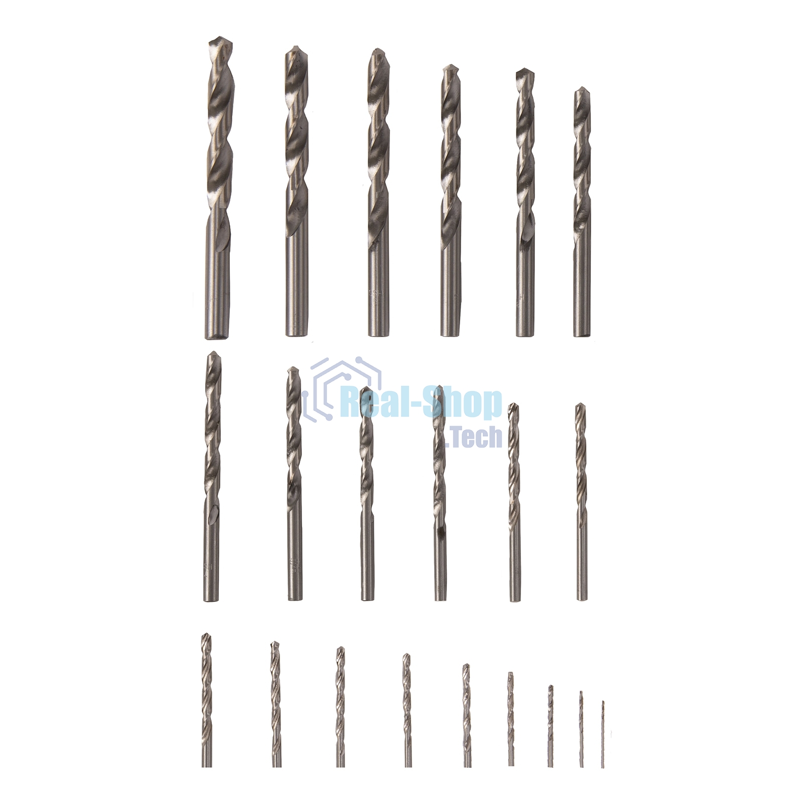 Набор сверл по металлу Сибртех, 1-10 мм (через 0,5 мм,3.2,4.8 мм), HSS, 21шт, мет.бокс, цилин.хв