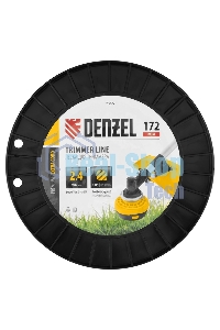 Леска для триммера Denzel двухкомпонентная, зубчатый квадрат, 2,4 мм х 172 м, на DIN кат. EXTRA CORD