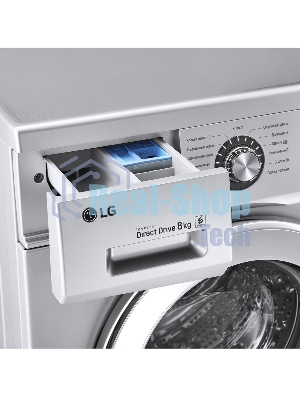 Стиральная машина LG F1296TD4 серебристый, загрузка фронтальная 8 кг, 1200 об/мин, класс: А
