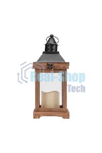 Декоративный фонарь Neon-night со свечкой, корпус из дерева, размер 14х14х35cм, теплый белый