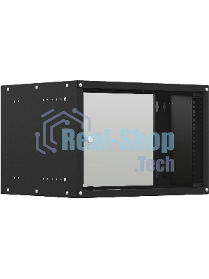 Шкаф коммутационный NTSS Lime (NTSS-WL6U5560GS-BL) настенный 6U 550x600 мм пер. дв. стекл несъемн. бок. пан. 30 кг черный 520 мм 12 кг 110 град. 500 мм IP20