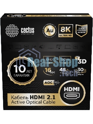 Кабель аудио-видео Cactus CS-HDMI-AOC-2.1-30 HDMI (m)/HDMI (m) 30м. позолоч.конт. черный