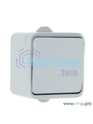 Выключатель Прага 1-клавишный 10А IP44 белый EKF