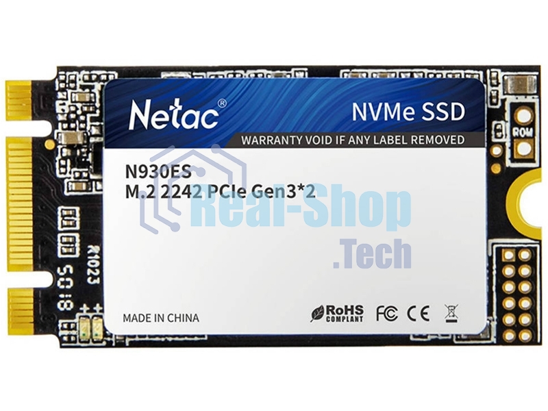 Накопитель SSD Netac N930ES, 1Tb, PCIe 3.1 x2, M.2 2242, NVMe, R/W 1650/1500
