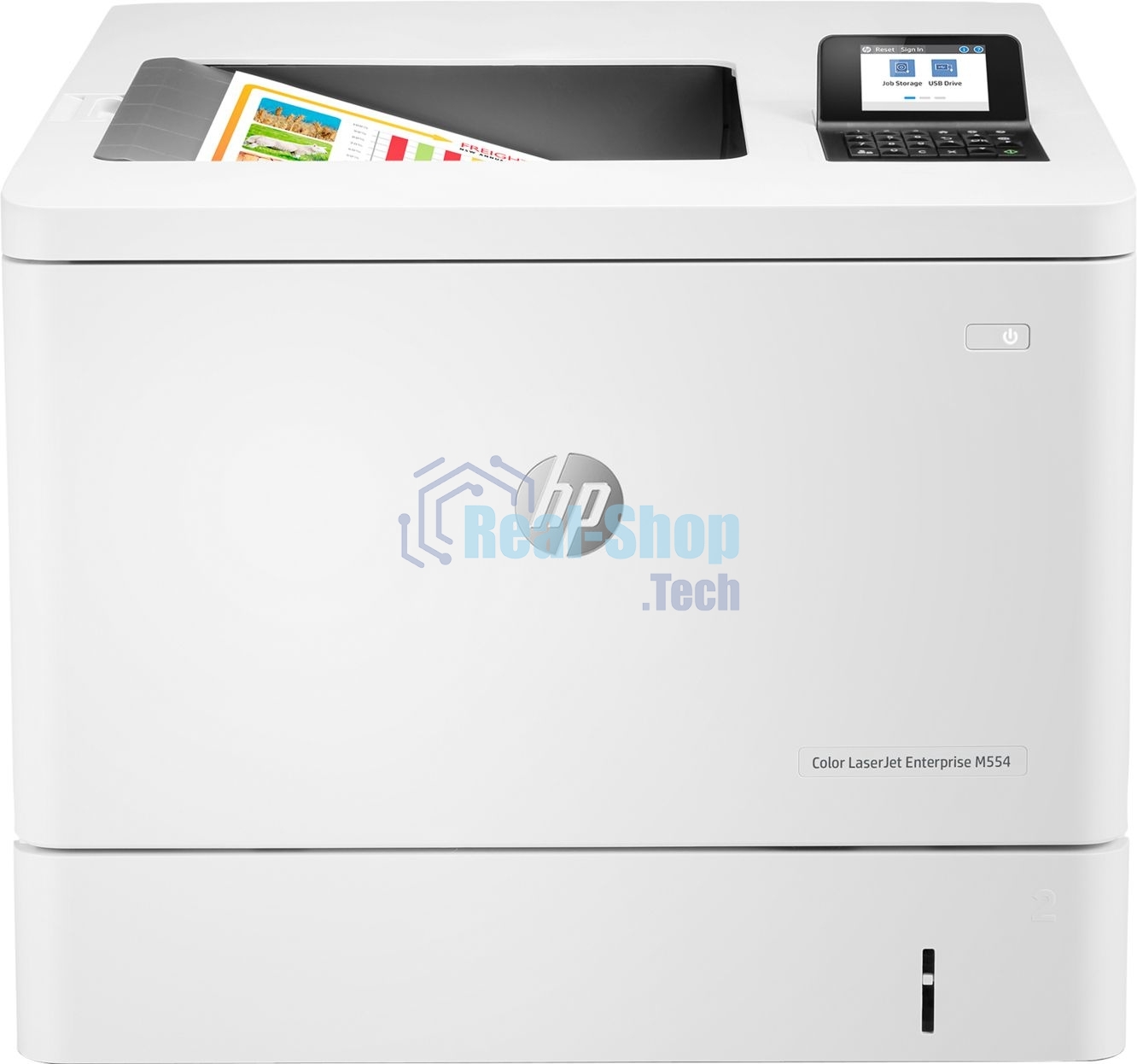 Принтер лазерный HP Color LaserJet Enterprise M554dn (7ZU81A), A4, цветной, печ. до 33 стр/мин., 600 x 600 dpi, USB, RJ-45, Air Print, Mopria
