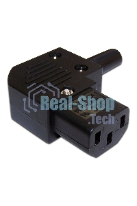 Вилка IEC 60320 C13, 10A, 250V, угловая, разборная, черная