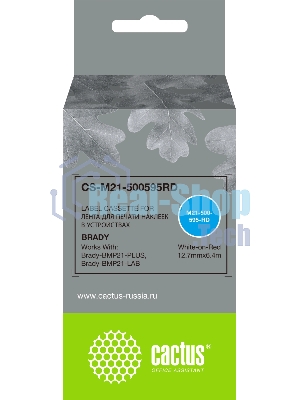 Картридж ленточный Cactus CS-M21-500595RD белый на красном 12.7x6.4 для Brady BMP21-PLUS, BMP21-LAB