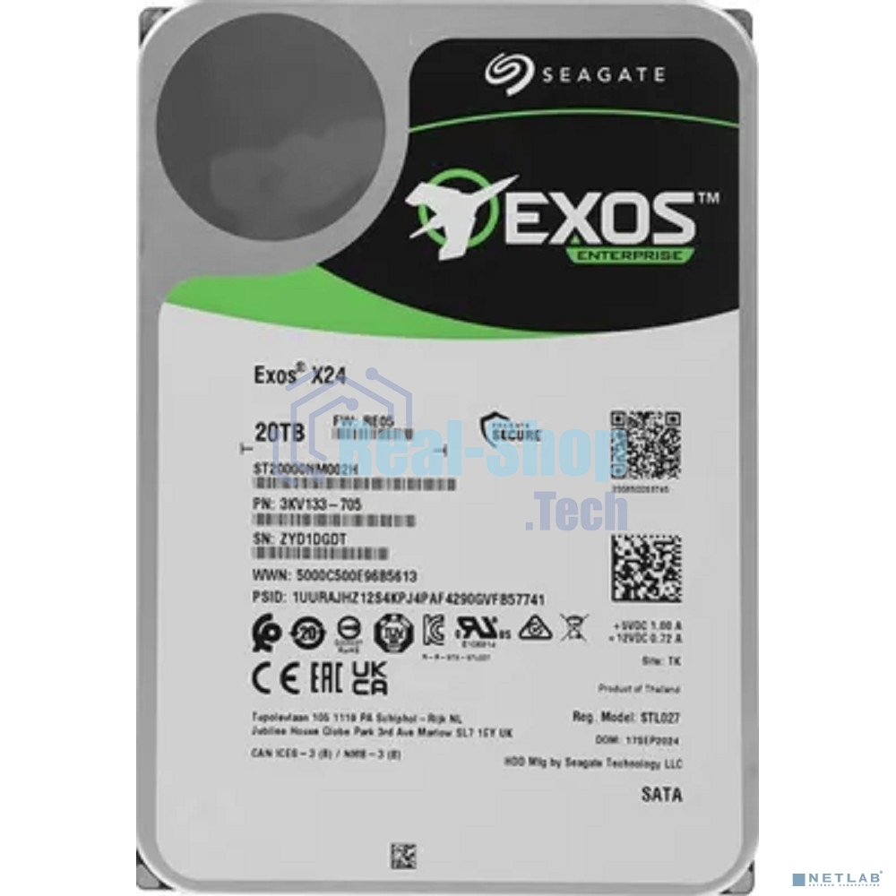 Жесткий диск Seagate Exos X24 20Tb 7200RPM SATA 512MB ST20000NM002H