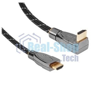 Кабель HDMI Wize WAVC-HDMIRA-7M 7 м., v.2.0b, 19M/19M, 4K/60 Hz 4:4:4, 26 AWG, HDCP 1.4, HDCP 2.2, Ethernet, позол.угловой разъем, экран, черный, пакет