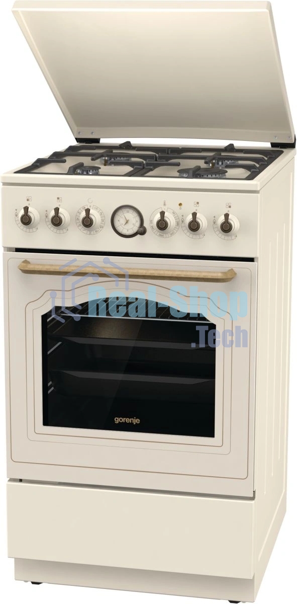 Плита комбинированная Gorenje GKS5B70CLI бежевый, конфорок 4 газовых, духовка 70 л, 50 см x 85 см x 59.4 см