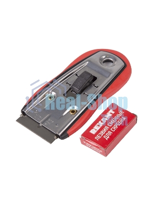 Скребок Rexant с выдвижным лезвием, обрезиненный корпус, 5 запасных лезвий в комплекте