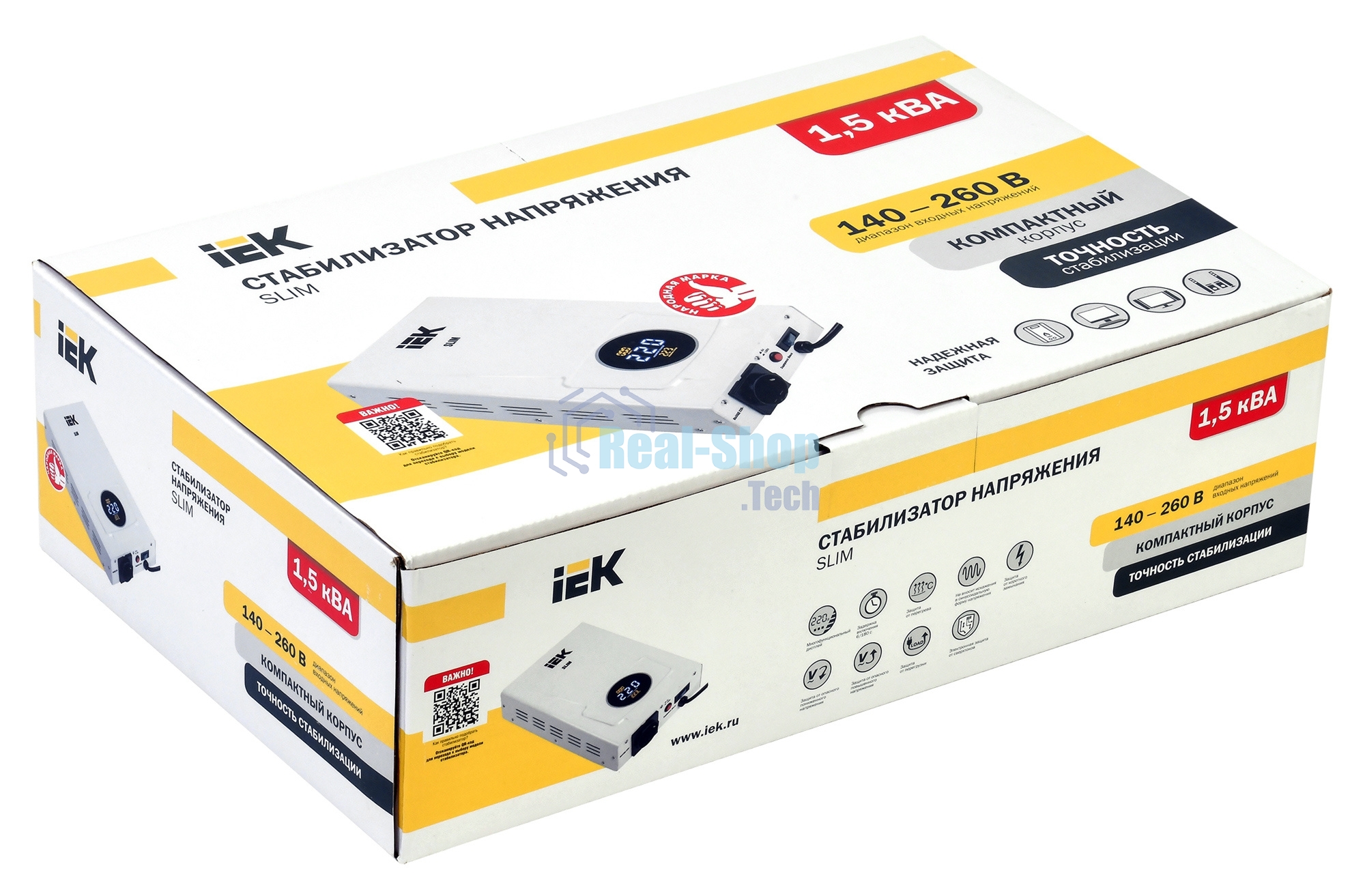 Стабилизатор напряжения IEK Slim 1.5кВА однофазный белый (IVS22-1-D15-09)