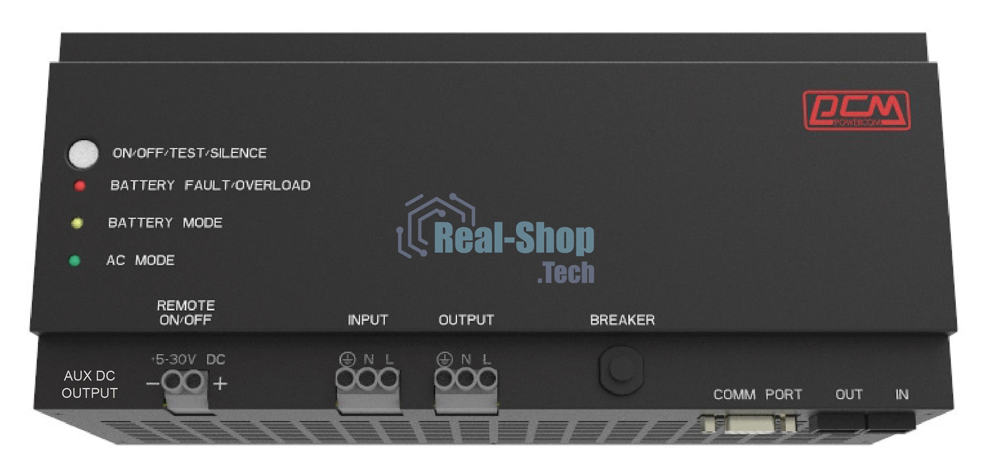 Источник бесперебойного питания Powercom DRU 850VA/510W, DIN Rail, 230V, RS-232, 2 year warranty (1114019)