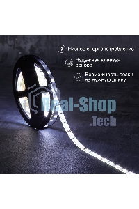 Лента светодиодная 3 м 12 В 5050 6500 К IP65 60 LED/м для БП с клеммами LAMPER