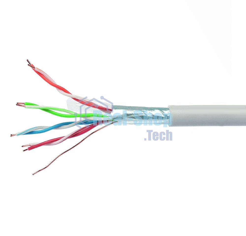 Кабель Cablexpert FPC-6057-4-CU/100, FTP indoor 4x2x0.57, медный, кат.6, однож., 100м, box, серый