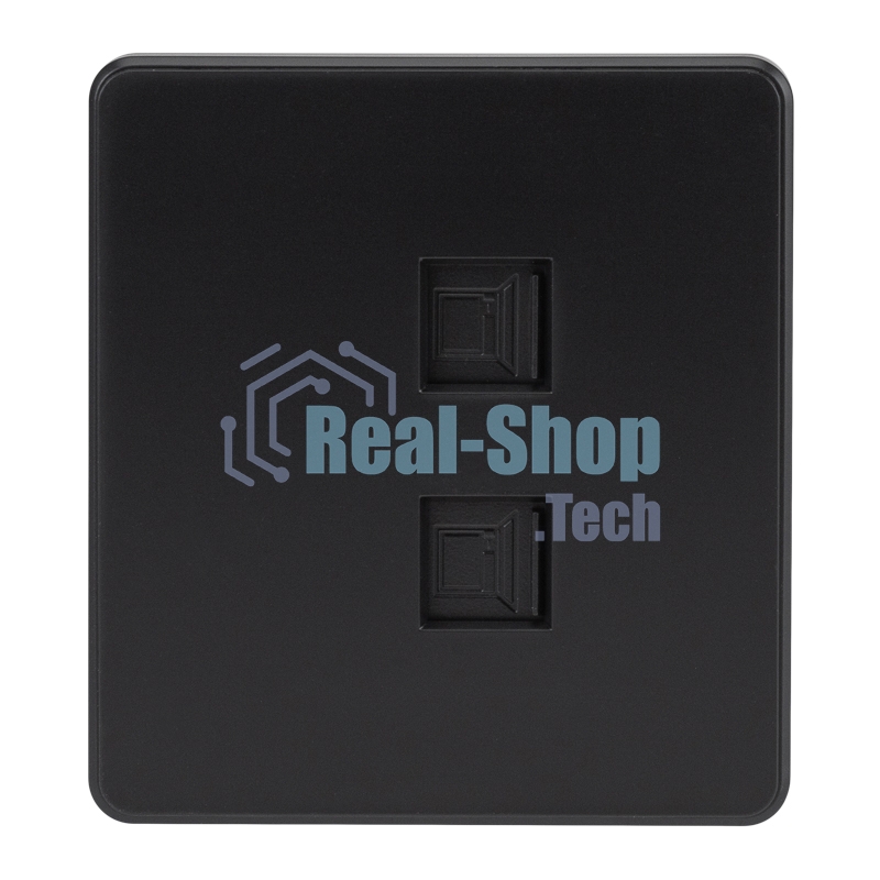 Розетка Kranz ROUND компьютерная двойная RJ45+RJ45 кат6 с/у оникс