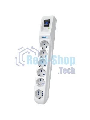 Сетевой фильтр Pilot L GP 6 розеток (5 евро + 1GP) 5 м/Surge protector Pilot L GP 6 sockets (5 Euro + 1GP) 5 m белый