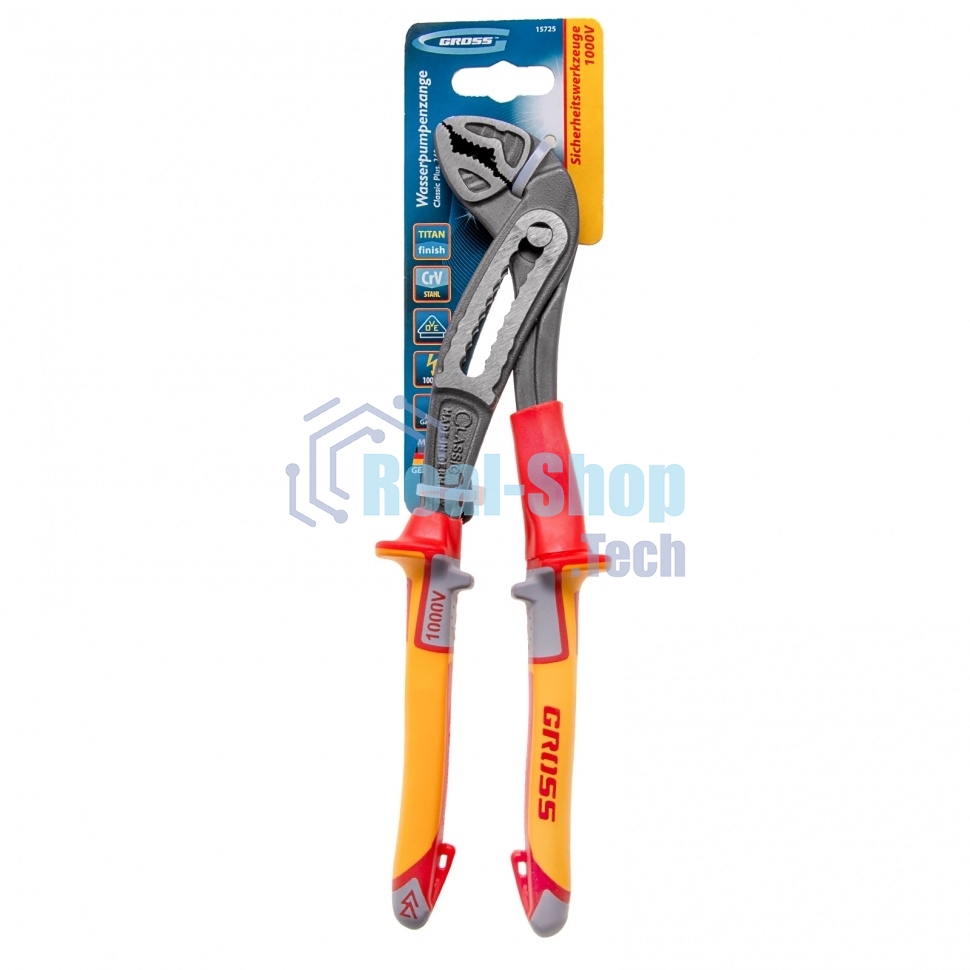 Клещи переставные Gross диэлектрические рукоятки до 1000 В, 240 мм