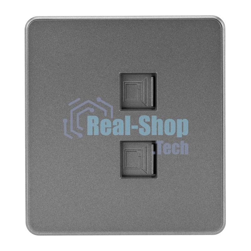 Розетка Kranz ROUND компьютерная двойная RJ45+RJ45 кат6 с/у титан