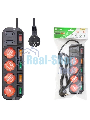 Сетевой фильтр Most ARG 3 м (6 розеток) черный (пакет ПЭ)