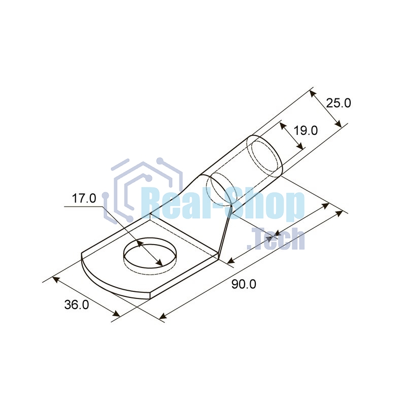 Наконечник Rexant ТМЛ 150–16–19 (150 мм²-Ø 16 мм) ГОСТ 7386-80 (в упак. 2 шт.)
