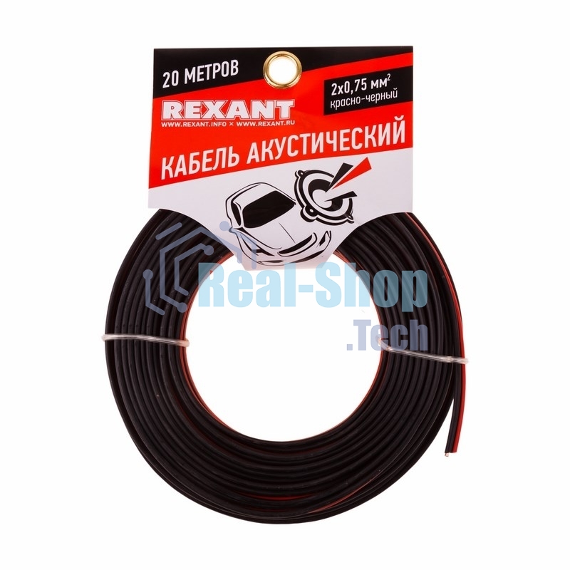 Кабель акустический Rexant 2х0,75 м м², красно-черный, мини-бухта 20 м