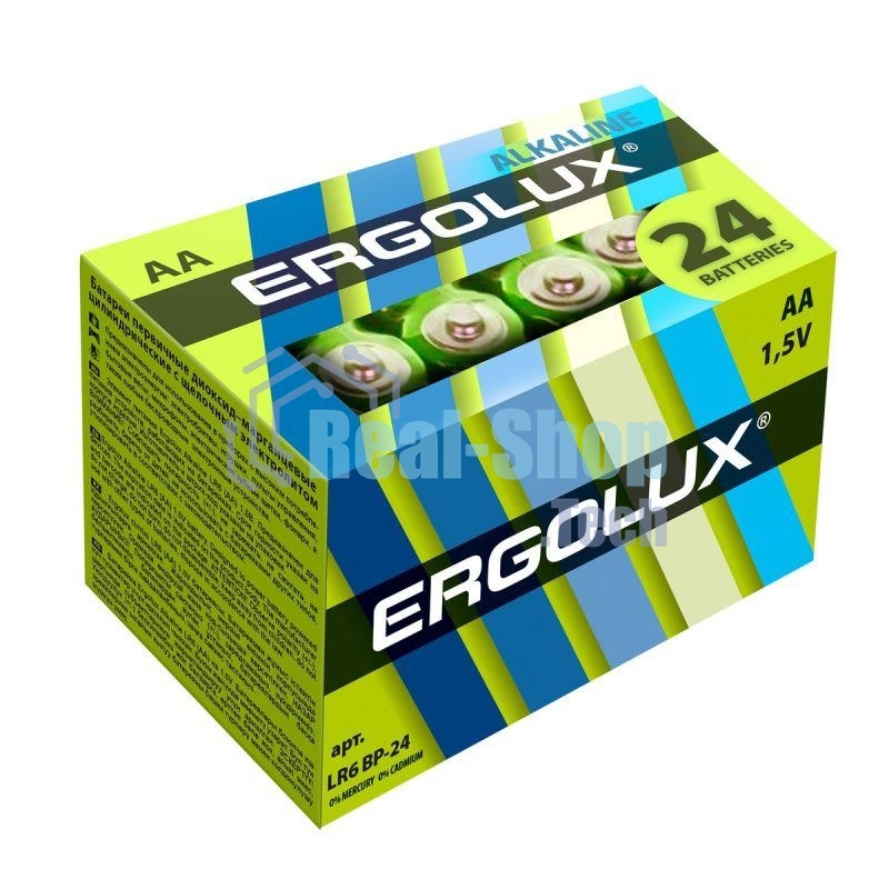 Элемент питания алкалиновый Ergolux LR6 Alkaline BP-24 (уп.24шт)