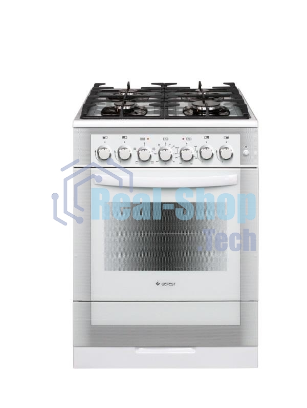 Плита комбинированная Gefest ПГЭ 6502-02 0042 белый, конфорок 4 газовых, духовка 55 л, 60 см x 85 см x 60 см
