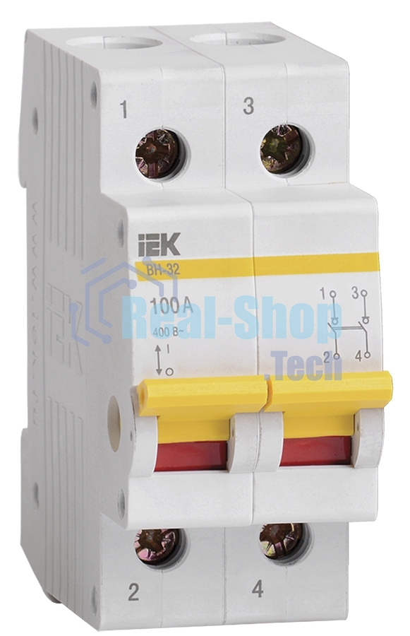 Выключатель нагрузки Iek MNV10-2-100 (мини-рубильник) ВН-32 2Р 100А ИЭК