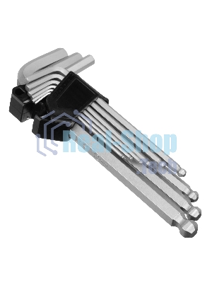 Набор ключей имбусовых Сибртех HEX, 2-12 мм, CrV, 9 шт., удлиненные, с шаром