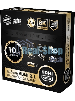 Кабель аудио-видео Cactus CS-HDMI-AOC-2.1-20 HDMI (m)/HDMI (m) 20м. позолоч.конт. черный