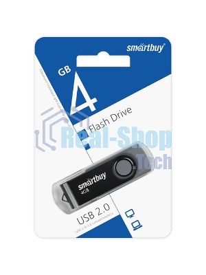 Флешка USB Smartbuy Twist Black (SB004Gb2TWK), 4Gb, USB 2.0, R/W 10/7, черный