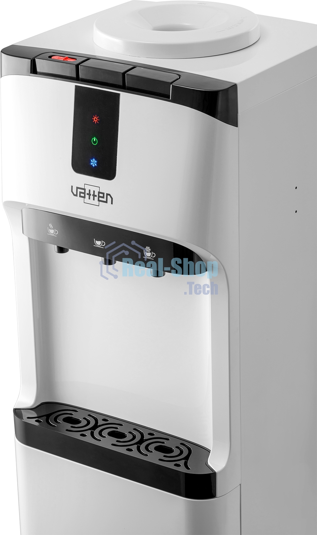Кулер для воды Vatten V02WKB, верхняя загрузка, нагрев 90 °С, охлаждение 10 °С, белый/черный