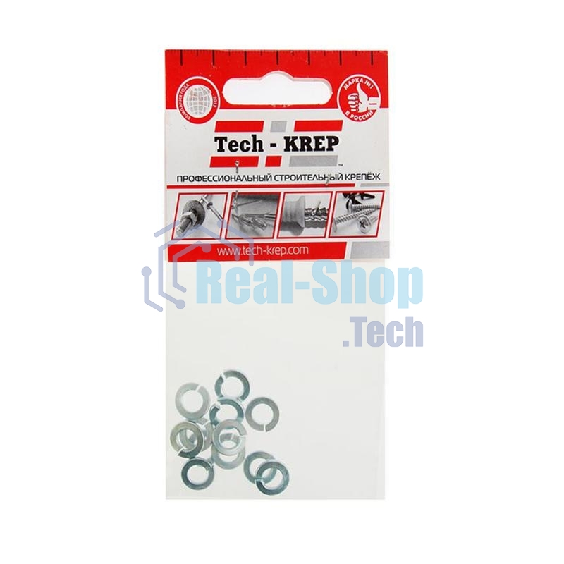 Шайба пружинная М6 цинк. DIN 127 (уп.12шт) пакет Tech-Krep 103048