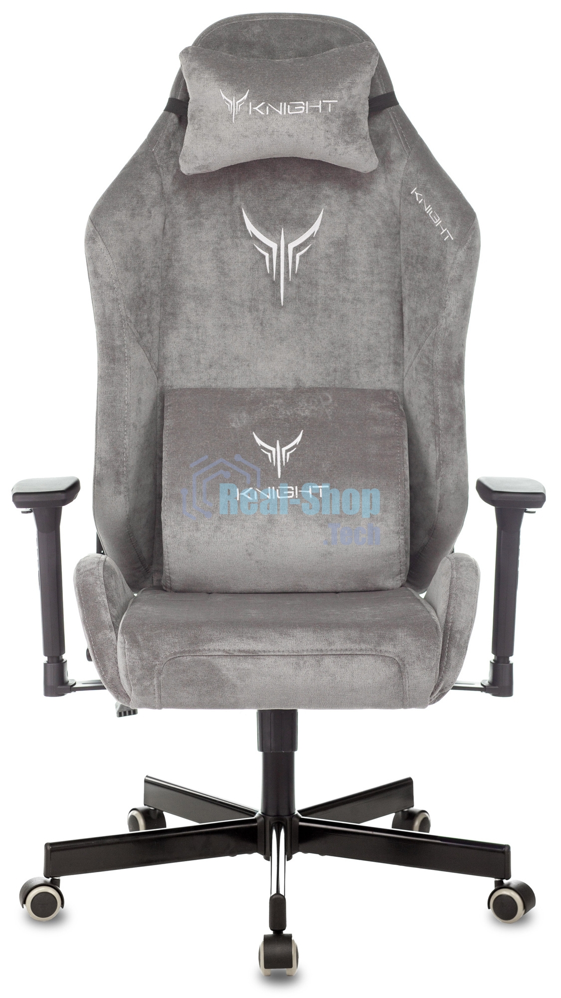 Кресло игровое Бюрократ Knight N1 Fabric серый Light-19 с подголов. крестовина металл