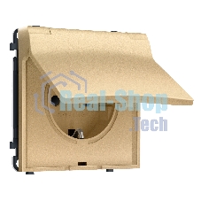 Комплект механизма электрической розетки SIGMA Золото Мягкое касание 50Hz 2P+E с/з с/ш и крышкой IP44 16A-250V QUANT PRO (SP8880, PR141)