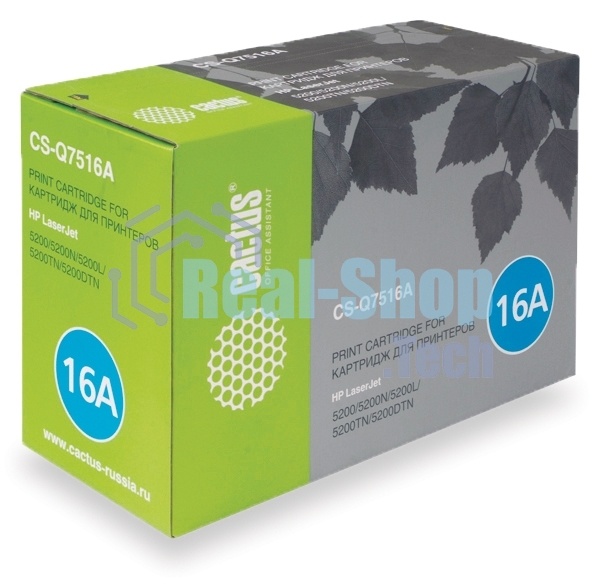 Картридж лазерный Cactus CS-Q7516A для принтеров HP LaserJet 5200/5200N; Canon LBP 3500 черный 12000 стр.