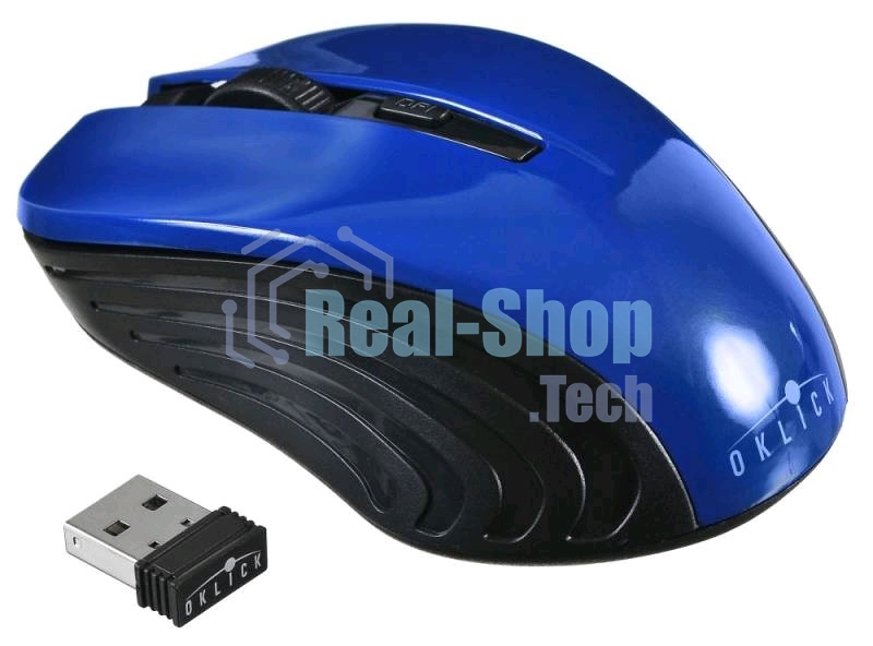 Мышь беспроводная Oklick 545MW черный/синий, 1600 dpi, радиоканал, USB, кнопки - 4
