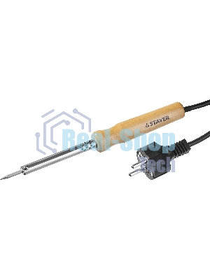 Паяльник MAXTerm с деревянной рукояткой, жало - конус, STAYER 55310-25, 25 Вт