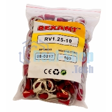 Наконечник кольцевой изолированный Rexant ø 10.5 мм 0.5-1.5 мм² (НКи 1.5-10) красный