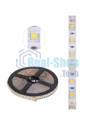 Лента светодиодная 5 м 12 В 5050 2700 К IP65 60 LED/м для БП с клеммами LAMPER