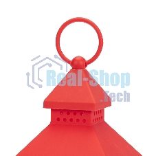 Декоративный фонарь со свечкой, красный корпус, размер 10,5х10,5х24см, теплый белый