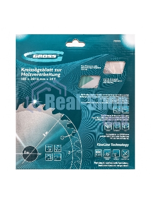 Пильный диск по дереву Gross ф185 х 20 мм, 24 зуба + кольцо 20/16мм