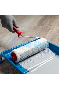 Валик в сборе Matrix полиакрил желтая полоса с двухком.руч., 250мм, ворс 12мм, D 48мм, Dруч.6 мм