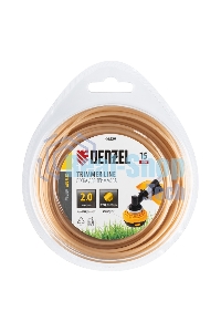 Леска для триммера Denzel армированная алюминием круглая, 2,0мм х 15м, блистер ALUFLEX