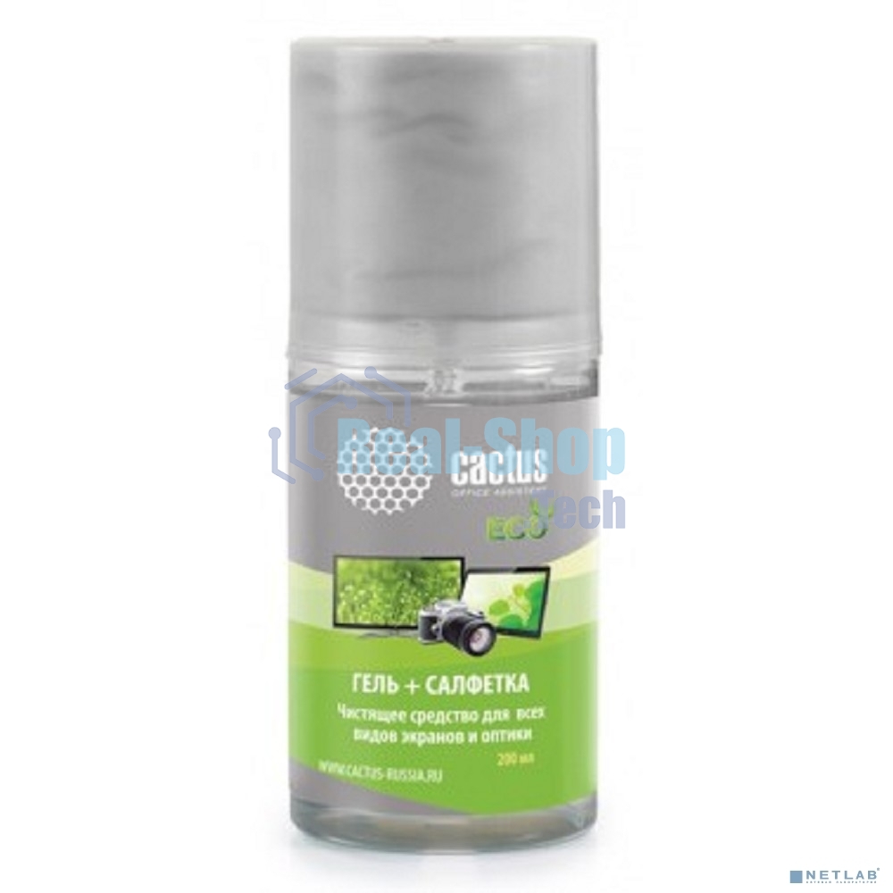 Чистящий набор (салфетки + гель) Cactus CS-S3004E для экранов и оптики 1шт 18x18см 200мл
