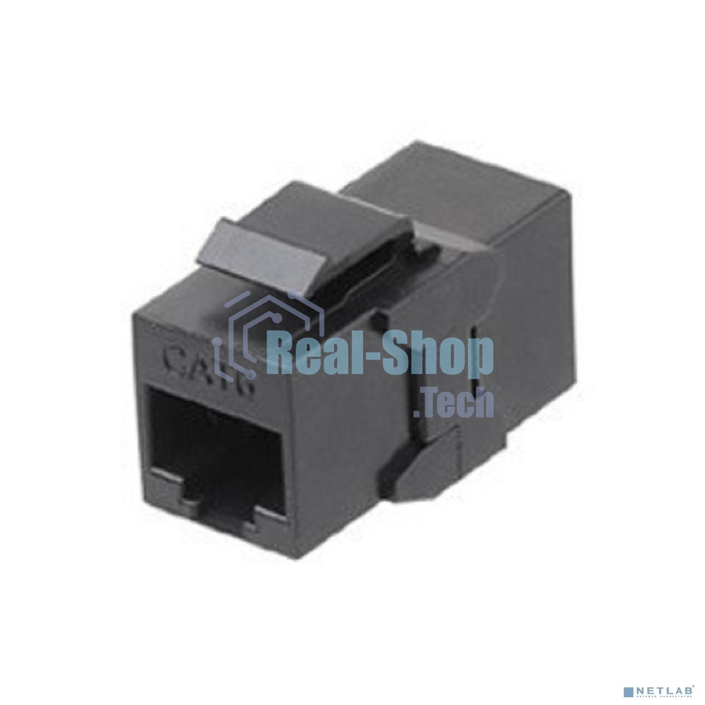 Монтажное оборудование Hyperline CA2-KJ-C6-BK Проходной адаптер (coupler), RJ-45(8P8C) формата Keystone Jack, категория 6, 4 пары, черный