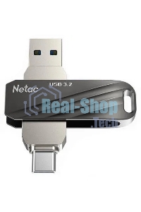Флешка USB Netac US11 черный 64Gb USB Type-A + USB Type-C, metal/plastic case