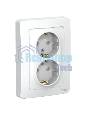 Розетка 2-м СП Blanca 16А 250В защ. шторки с заземл. бел. SchE BLNRS001121