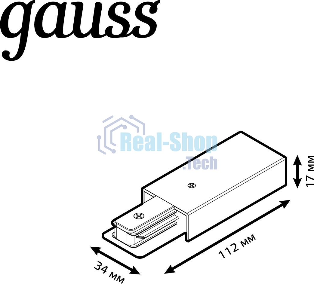 Адаптер питания для подключения трековых шинопроводов к сети Gauss белый